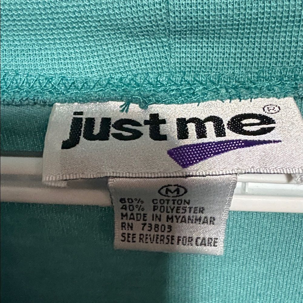 Just Me Turquoise crewneck long sleeve Top - Picture 4 of 7